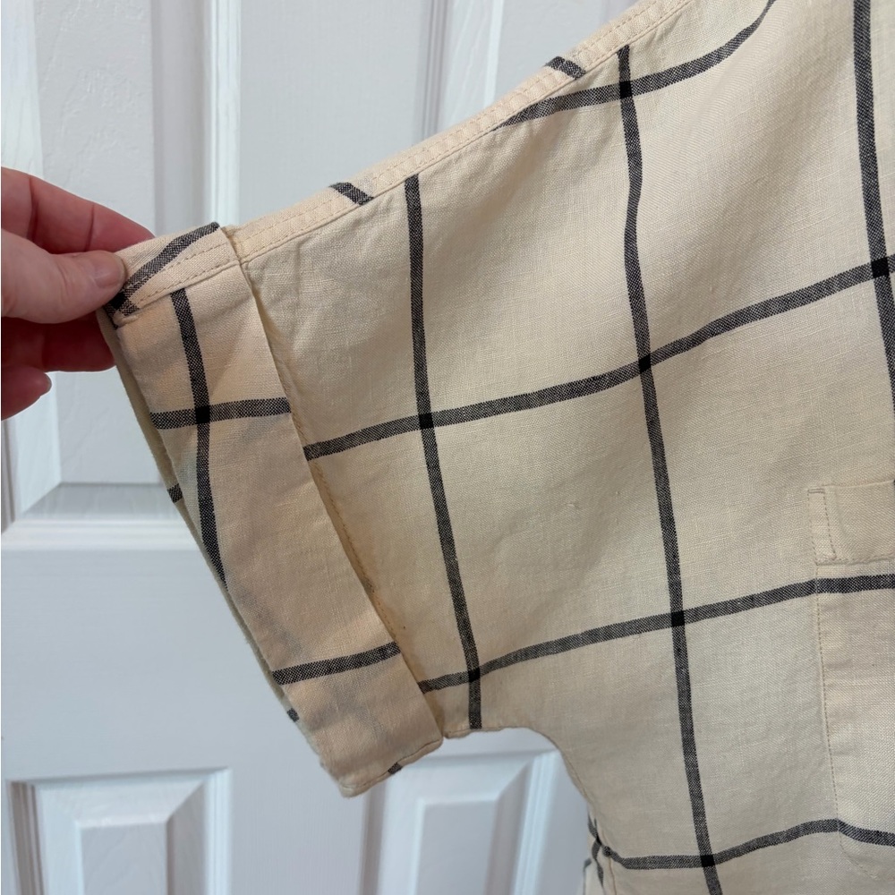 Everlane The Linen Utility Shirt Canvas Windowpane Pattern Size XL - Picture 3 of 11